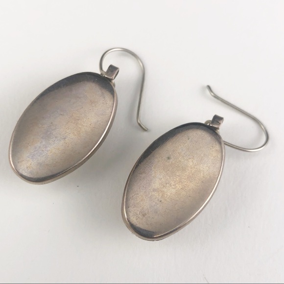 Vintage Oval Flower Ceramic Porcelain Earrings - Picture 8 of 9